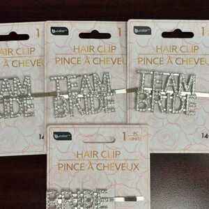 Bridal Hair Clip Set – 3 “Team Bride” + 1 “Bride” Rhinestone Clips – New